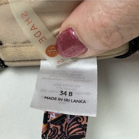 Shade & Shore Floral Paisley Bikini Top Women's 34B Front Knot Black Brown - Picture 9 of 10